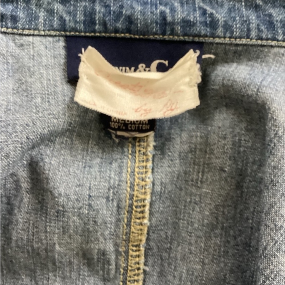 Denim & Co Vintage 90’s chore denim jacket with floral embroidery SZ M - Picture 6 of 6